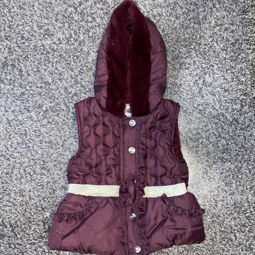 Little Lass Maroon Toddler Girl Vest-2T